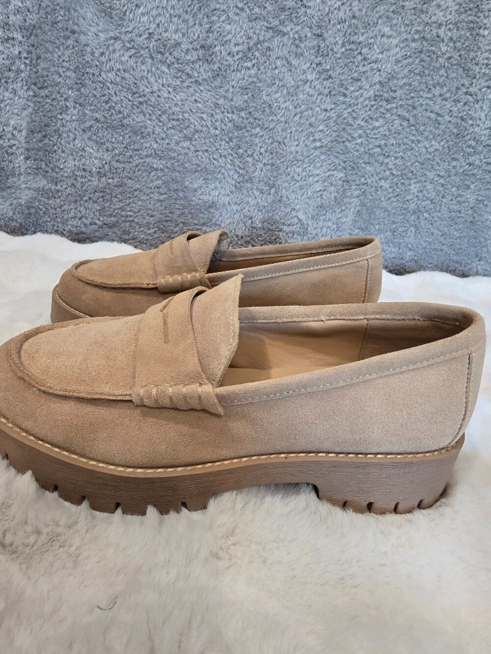 Steve Madden Langsten Suede Platform Lug Sole Penny Loafers Women's Size 10